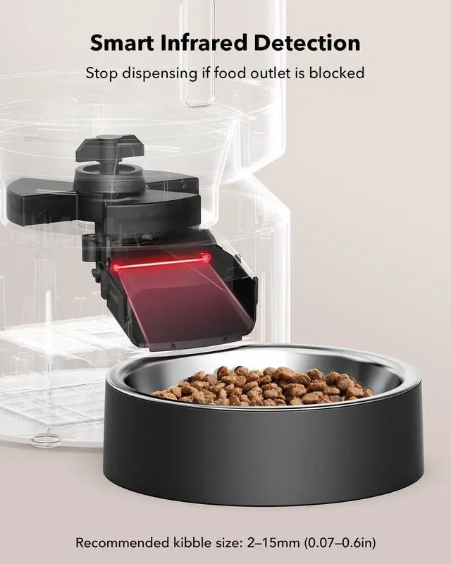 Alt view image 12 of 13 - Automatic Cat Feeder 3L Programmable Pet Food Dispenser with Airtight Storage, Timed Portion Control, Voice Meal Call & Dual Power Supply, Clog-Free Healthy Feeding for Cats & Small Dogs