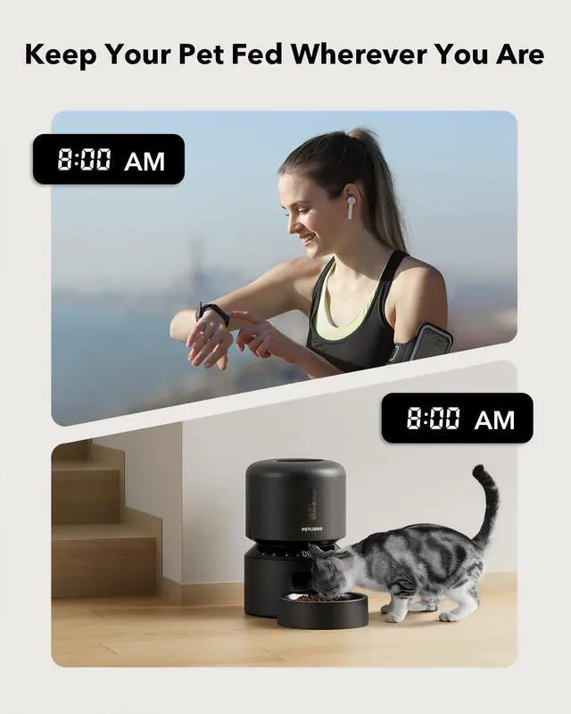 Alt view image 11 of 13 - Automatic Cat Feeder 3L Programmable Pet Food Dispenser with Airtight Storage, Timed Portion Control, Voice Meal Call & Dual Power Supply, Clog-Free Healthy Feeding for Cats & Small Dogs