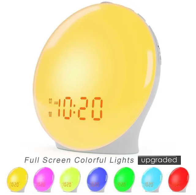 Alt view image 13 of 14 - Wake Up Light Sunrise Alarm Clock for Kids, Heavy Sleepers, Bedroom, with Sunrise Simulation, Sleep Aid, Dual Alarms, FM Radio, Snooze, Nightlight, Daylight, 7 Colors, 7 Natural Sounds, Ideal for Gift