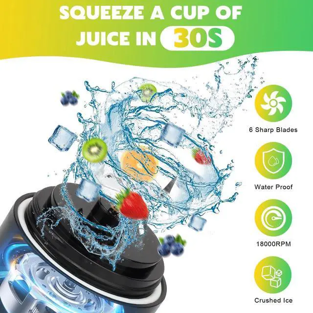Alt view image 9 of 14 - Portable Blender Personal Juicer for Shakes and Smoothies - 20 OZ Electric Protein Shaker Bottle with Insulated Sleeve, Travel Lid, USB-C Rechargeable - Mini Small Blender Cup for Kitchen, Office, Gym