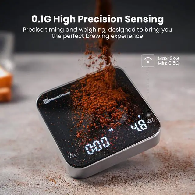 Alt view image 11 of 14 - Mini Coffee Scale with Timer, USB-C Rechargeable Espresso Scale, 2kg/0.1g Accurate Scale for Espresso and Pour-Over Coffee, Portable Digital Kitchen Scale with Auto Timer (Black&Silver)