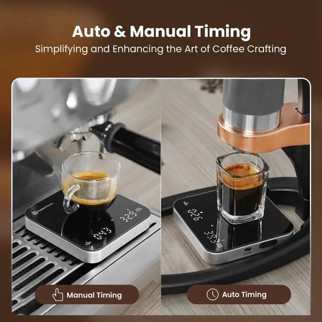 Alt view image 10 of 14 - Mini Coffee Scale with Timer, USB-C Rechargeable Espresso Scale, 2kg/0.1g Accurate Scale for Espresso and Pour-Over Coffee, Portable Digital Kitchen Scale with Auto Timer (Black&Silver)
