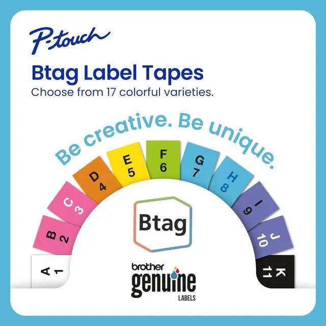 Alt view image 11 of 14 - P-Touch PT-N20 Personal Desktop Label Maker, Portable, Handheld and Prints, P-Touch Btag ~½ (12mm) Wide Color Personalized Label Tapes