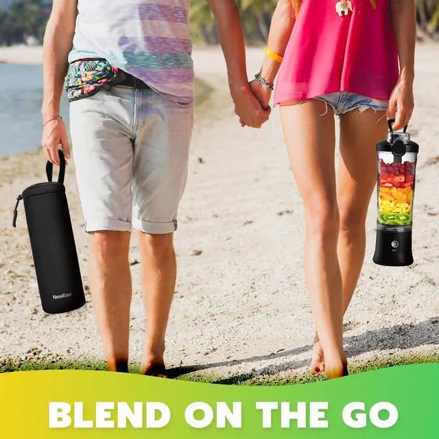Alt view image 13 of 14 - Portable Blender Personal Juicer for Shakes and Smoothies - 20 OZ Electric Protein Shaker Bottle with Insulated Sleeve, Travel Lid, USB-C Rechargeable - Mini Small Blender Cup for Kitchen, Office, Gym