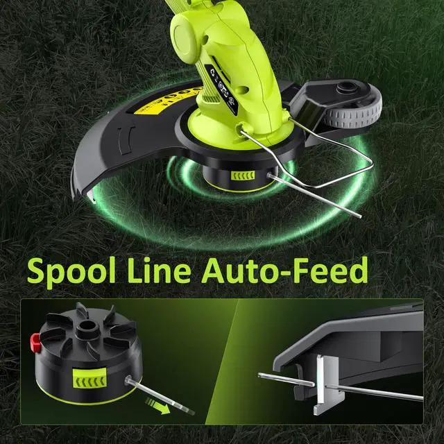 Alt view image 12 of 14 - Electric String Trimmer Cordless with 2x2.0Ah Battery, 20V Battery Powered 12-inch Lawn Mover & Edger Lawn Tool with Charger, Powered Grass Trimmer with 8pcs Spool Line for Yard, Garden, Green