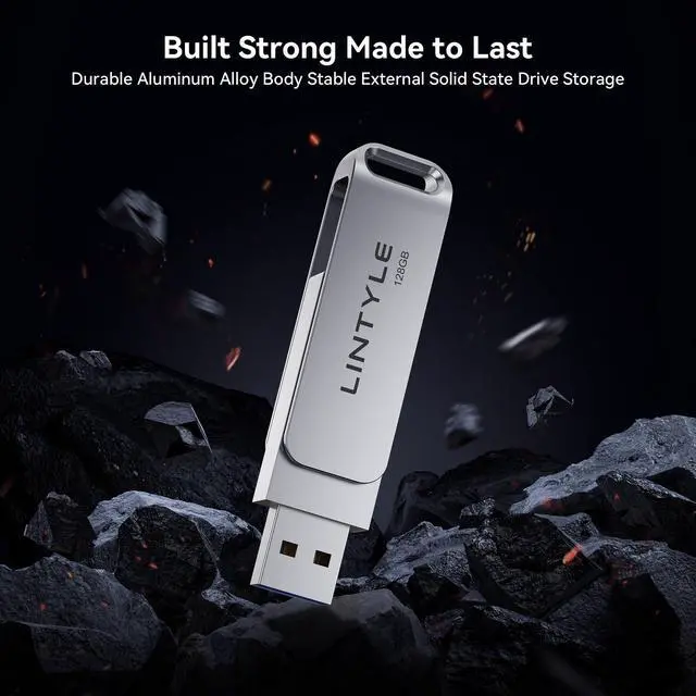 Alt view image 13 of 14 - 128GB External SSD Solid State Flash Drive, Up to 450MB/s, USB 3.2 Gen1, Dual Type-C & USB A, Metal Swivel Design, External SSD Thumb Drive for iPhone, Android, PC, Mac, Tablet, TV