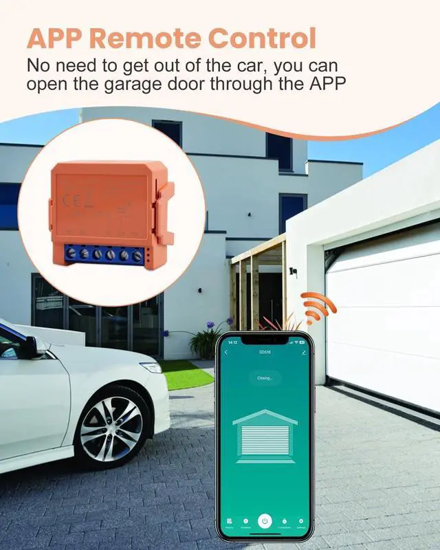 Alt view image 10 of 14 - Smart Garage Door Opener Fit for Most Standard Garage Door Openers, Space-Saving WiFi Hub with Alexa & Google Home Control, Real-Time Door Alerts