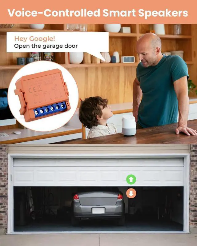 Alt view image 11 of 14 - Smart Garage Door Opener Fit for Most Standard Garage Door Openers, Space-Saving WiFi Hub with Alexa & Google Home Control, Real-Time Door Alerts