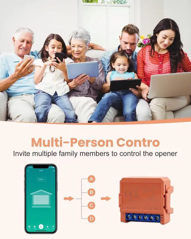 Alt view image 13 of 14 - Smart Garage Door Opener Fit for Most Standard Garage Door Openers, Space-Saving WiFi Hub with Alexa & Google Home Control, Real-Time Door Alerts
