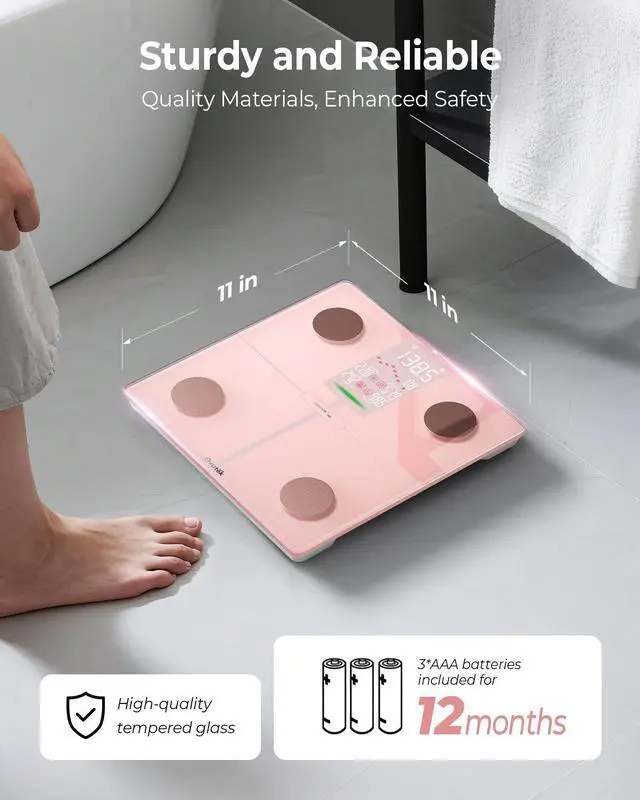 Alt view image 13 of 14 - Smart Scale for Body Weight, Professional Bathroom Digital Weighing Scale with BMI, Body Fat, Muscle Mass, Accurate Bluetooth Home User Health Equipment Sync Apps - Pink