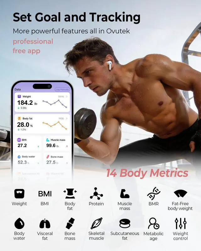 Alt view image 12 of 14 - Smart Scale for Body Weight, Professional Bathroom Digital Weighing Scale with BMI, Body Fat, Muscle Mass, Accurate Bluetooth Home User Health Equipment Sync Apps - Pink