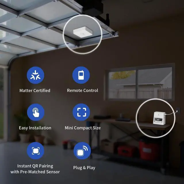 Alt view image 10 of 14 - Smart Garage Door Opener, Matter Certified, Retrofit with Existing Remote, Compatible with Alexa, Apple Home, Google Home, SmartThings, Home Assistant & Homey