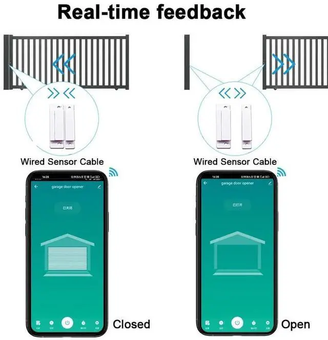 Alt view image 10 of 14 - 5V WiFi Smar Garage Door Opener Remote Controller,Monitor Garage Open Close Status by Phone Tuya app Anywhere,Compatible with Alexa Google Home