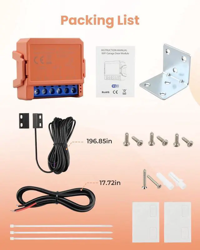 Alt view image 14 of 14 - Smart Garage Door Opener Fit for Most Standard Garage Door Openers, Space-Saving WiFi Hub with Alexa & Google Home Control, Real-Time Door Alerts