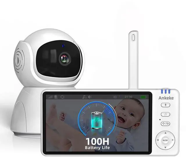Alt view image 8 of 14 - Video Baby Monitor with Camera and Audio,720P 5" HD Wireless No WiFi, 2-Way Talk,Voice Motion Detection, 8 Lullabies, 1000ft Long Range, Night Vision, Temperature & Feeding Alarm, 355° PTZ