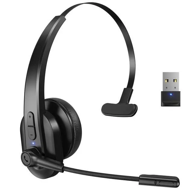 Alt view image 8 of 14 - Bluetooth Headset with USB Dongle for Computer, Single-Ear Wireless Headset with Noise Cancelling Microphone for Office & Truckers, Bluetooth V5.2 with Mute Button for Work