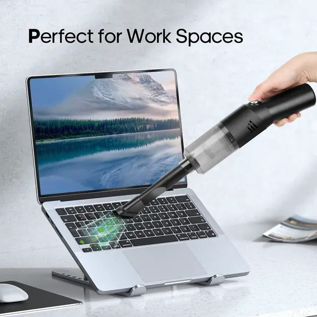 Alt view image 13 of 14 - Portable Mini Car Vacuum Cleaner, High Power Cordless(400g) Handheld Rechargeable Vacuum Cleaner for Desk V06