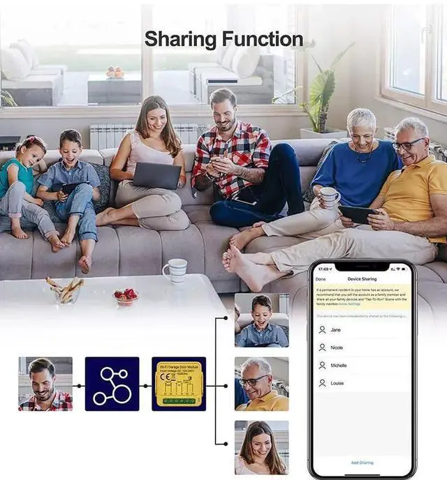 Alt view image 14 of 14 - WiFi Garage Door Opener Controller,Tuya Smart Life app Remote Control and Monitor on/Closed Status,Smart Replacement Opener on Phone,Compatible with Alexa Google Home (1CH Garage WiFi Switch)