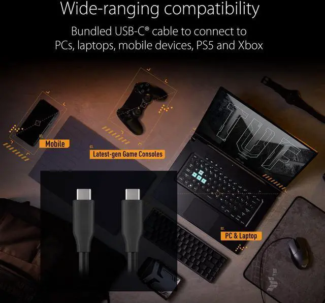 Alt view image 14 of 14 - TUF Gaming A1 External M.2 NVMe SATA PCIe SSD Enclosure - USB-C, M.2 Q-Latch for Easy Installation, Drop Resistance, IP68 Water and dust Resistance, PS5 and Xbox Support,Black