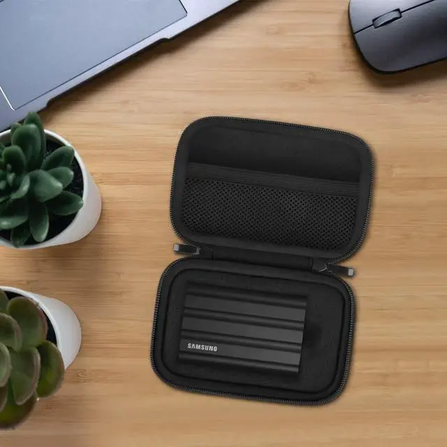 Alt view image 13 of 14 - Hard Carrying Case for Samsung T7 Shield/Samsung T7 / Touch Portable Solid State Drives 500GB 1TB 2TB 4TB USB 3.2 External SSD Hard EVA Shockproof Storage Travel Bag, Black+Black