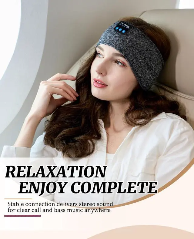 Alt view image 12 of 14 - Sleep Headphones Wireless, Bluetooth Sports Headband Headphones with Ultra-Thin HD Stereo Speakers Perfect for Sleeping,Workout,Jogging,Yoga,Insomnia, Air Travel, Meditation (Grey)