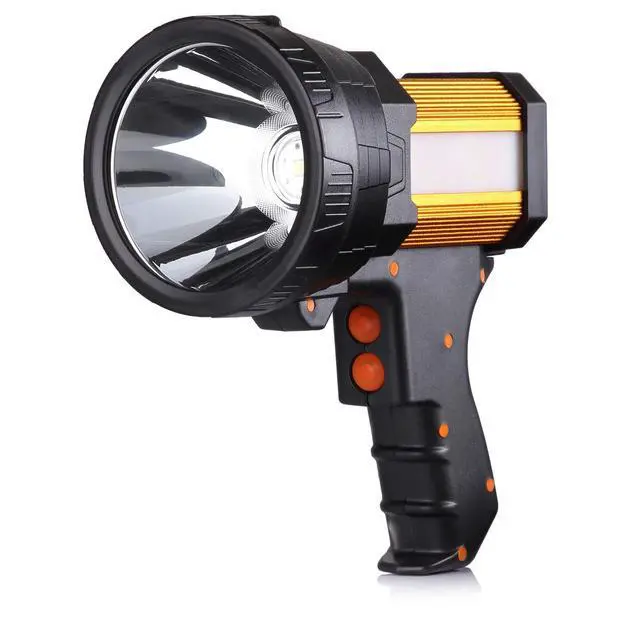 Alt view image 8 of 14 - Rechargeable Spotlight,1000000 Lumens Spot Lights Hand held High lumens Large Flashlight Handheld Spotlight Lightweight and Super Bright Flashlight (Aluminium_Alloy Golden)