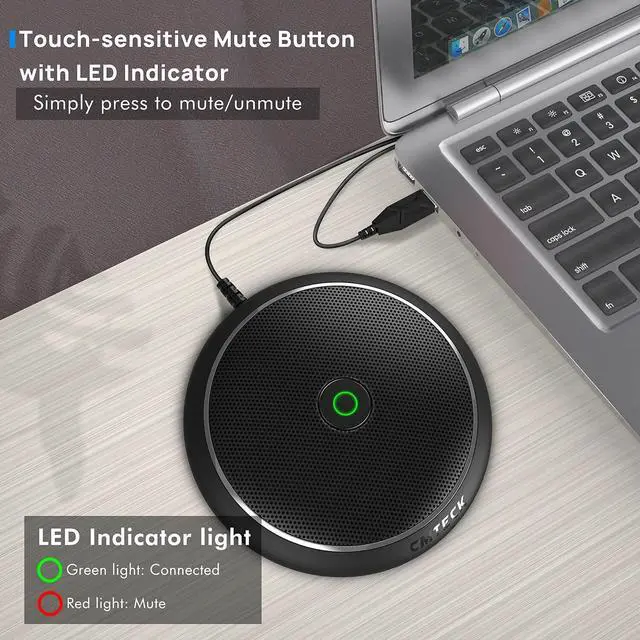 Alt view image 10 of 14 - Conference USB Microphone, Computer Desktop Mic with Mute Function, Omnidirectional Condenser PC Mic for Video,Streaming, Skype, Plug & Play Compatible with MacOS X Windows (No Speaker)
