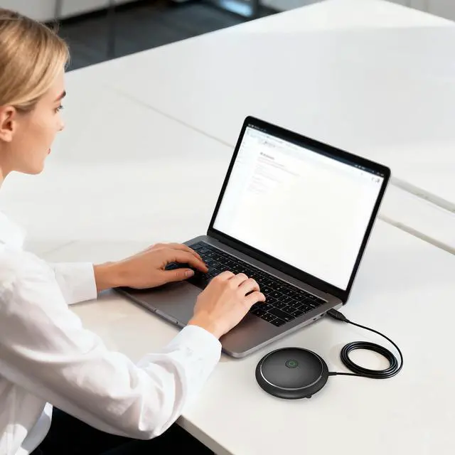 Alt view image 12 of 14 - Conference USB Microphone, Computer Desktop Mic with Mute Function, Omnidirectional Condenser PC Mic for Video,Streaming, Skype, Plug & Play Compatible with MacOS X Windows (No Speaker)