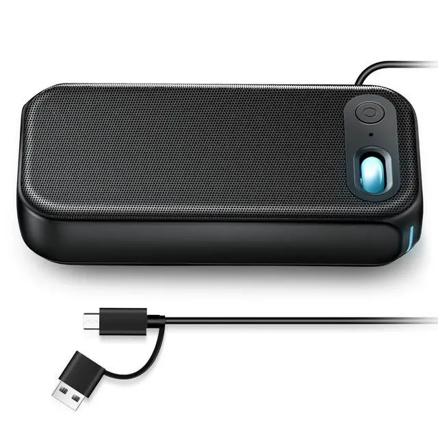 Alt view image 8 of 14 - USB-A/USB-C Computer Speakers for PC Desktop, Wired Portable Mini Sound-bar for Monitor with Stereo Sound & Enhanced Bass, Laptop Speakers for Desktop, PC, Smartphones,Tablets with RGB Lights
