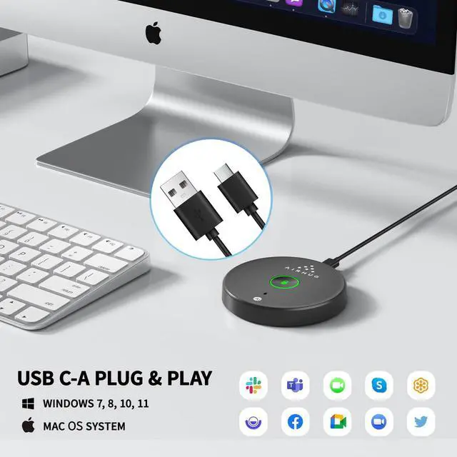 Alt view image 12 of 14 - USB Microphone No Speaker,Desktop Computer Mic, Mute Button with LED Indicator,AI Noise Reduction,Plug & Play Omnidirectional Condenser PC Laptop Mics,for Online Calls/Class/Recording Video