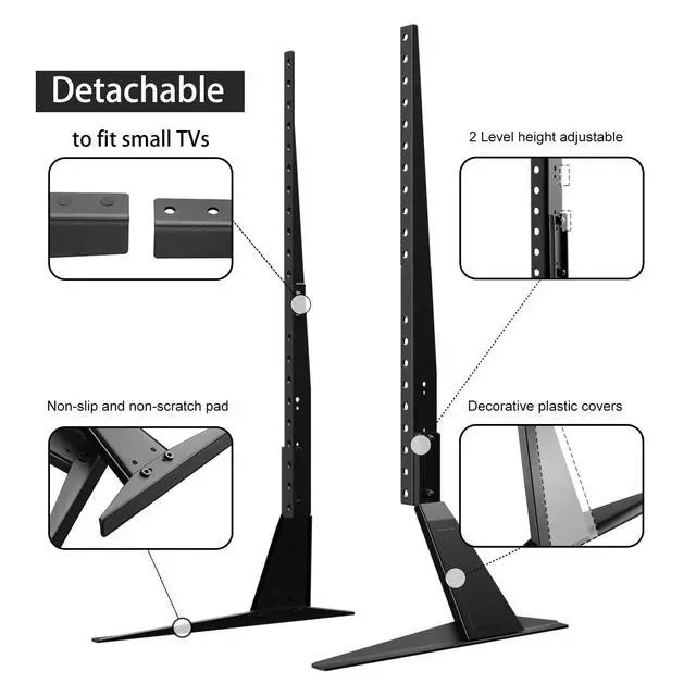 Alt view image 12 of 14 - Universal TV Stand, Metal TV Legs for 20-65 inch LCD/LED/OLED/Plasma Flat&Curved Screen TV Height Adjustment with VESA 75x75mm to 800x500mm Max ML1760