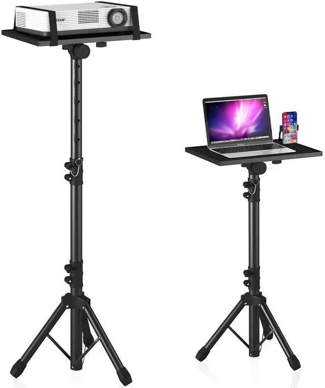 Alt view image 8 of 14 - Projector Stand Tripod Adjustable, Laptop Height from 23.5 to 46.5 inches with Gooseneck Phone Holder, Floor for Office, Home, Stage, Studio, DJ Racks Holder Mount, 23.5inch-46.5inch