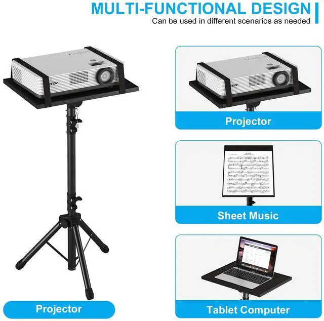 Alt view image 10 of 14 - Projector Stand Tripod Adjustable, Laptop Height from 23.5 to 46.5 inches with Gooseneck Phone Holder, Floor for Office, Home, Stage, Studio, DJ Racks Holder Mount, 23.5inch-46.5inch