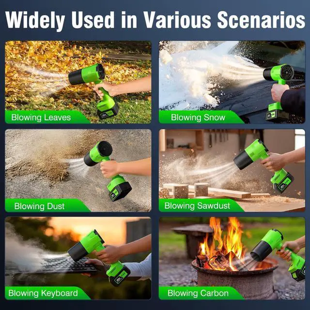 Alt view image 13 of 14 - Leaf Blower Cordless, Handheld Leaf Blower with 2 X 4.0Ah Battery and Charger, Snow Blower with 6 Speed Modes, Lightweight Blowers for Lawn Care, Patio, Yard, Blowing Snow, Leaves, Dust