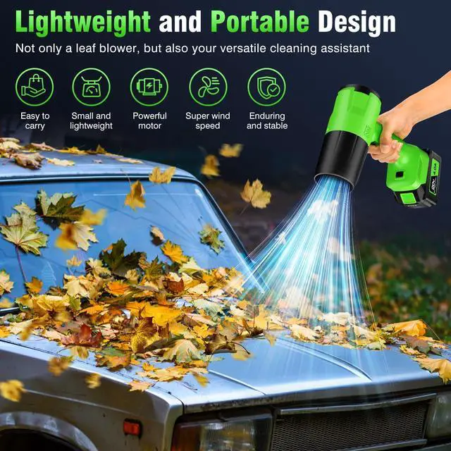 Alt view image 12 of 14 - Leaf Blower Cordless, Handheld Leaf Blower with 2 X 4.0Ah Battery and Charger, Snow Blower with 6 Speed Modes, Lightweight Blowers for Lawn Care, Patio, Yard, Blowing Snow, Leaves, Dust