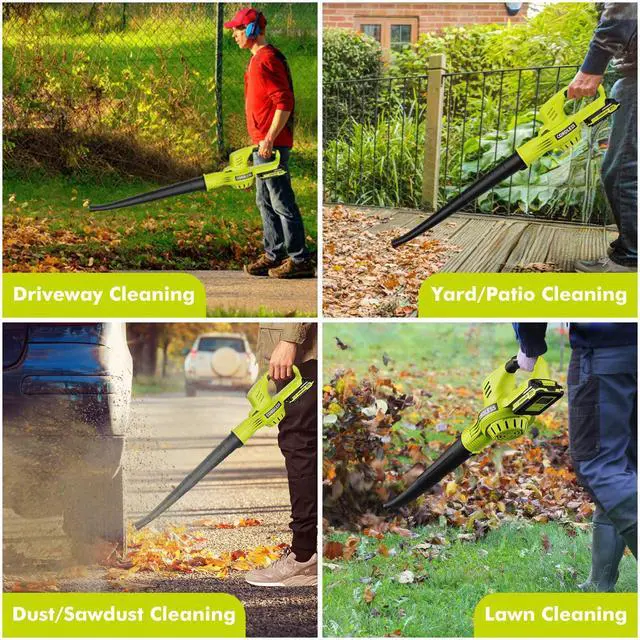 Alt view image 13 of 14 - Leaf Blower Cordless - 21V Powerful Electric Leaf Blower with 2 Batteries and Charger, 2 Speed Modes, 2.0Ah Lightweight Battery Powered Leaf Blowers for Lawn Care, Patio, Dust, Blowing Leaves