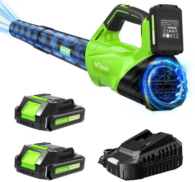 Alt view image 8 of 14 - 2026 Upgrade Leaf Blower, Leaf Blower Cordless with 2 * 2.6AH Batteries and Fast Charger, 450CFM &150MPH and 2 Speed Mode, Lightweight Electric Leaf Blowers for Lawn, Yard, Leaves, Dust Care (Green)