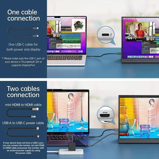 Alt view image 12 of 14 - 15.6inch Portable Monitor,1080P USB-C HDMI Second External Monitor for Laptop,PC,Mac Phone,PS,Xbox,Swich,IPS Ultra-Thin Zero Frame Gaming Display/Premium Smart Cover