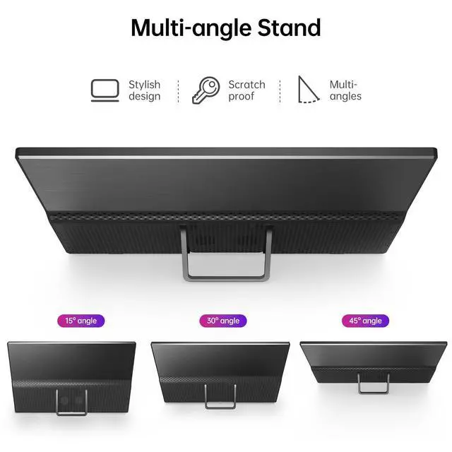 Alt view image 13 of 14 - Portable Monitor 15.6 Inch 1080P USB-C HDMI Ultra-Slim Travel Monitor with Kickstand, for Laptop, PC, Mac Phone, PS, Xbox, Swich IPS Ultra-Thin Zero Frame Gaming