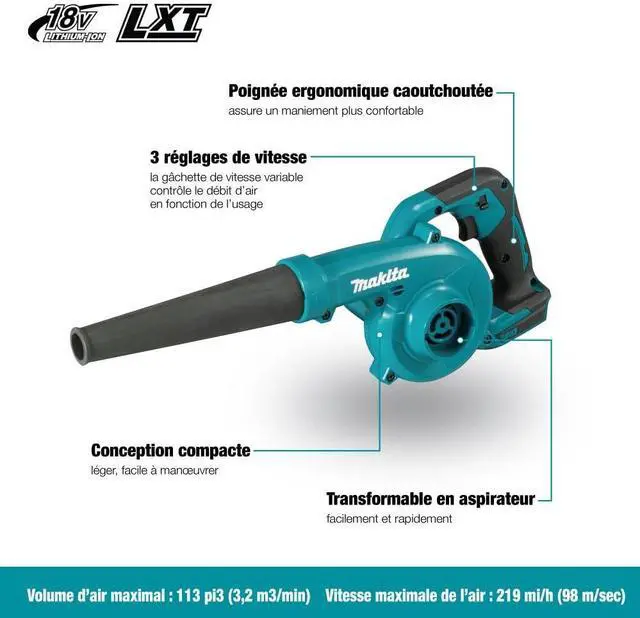 Alt view image 9 of 12 - DUB185Z Cordless Handheld Leaf Blower Powered by 18V LXT Li-Ion Battery