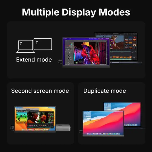 Alt view image 14 of 14 - 15.6 inch Portable Monitor 1080P FHD Travel Display HDMI/USB-C Compatible with Laptops, Desktops, Phones, PS, Mac, Xbox, Switch, and Other Gaming Devices Includes Stand and Speakers VESA