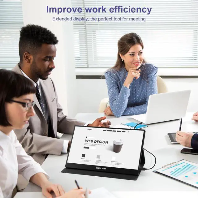 Alt view image 10 of 14 - Portable Monitor 15.6'' 1080P FHD USB-C HDMI Computer Display IPS HDR VESA w/Smart Cover Dual Speakers for Laptop PC Mac Phone PS4/5 Xbox