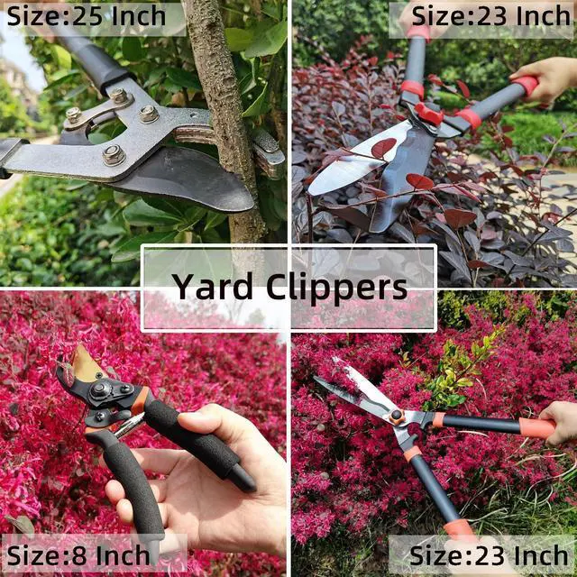 Alt view image 14 of 14 - Loppers Hedge Shears & Pruners Combo Set 3-Piece Hedge Clippers, Heavy Duty Tree & Shrub Care Kit for Yard, Lawn & Garden, Professional Branch Cutter Tree Trimmer for Indoor & Outdoor Gardening