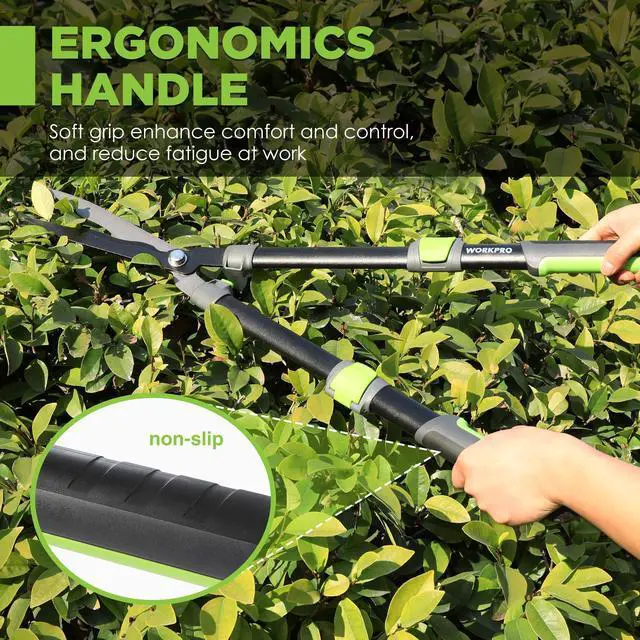 Alt view image 12 of 14 - Extendable Hedge Shears, 25"-33" Manual Hedge Clippers, Professional Bush Cutter, Gardening Pruners Scissors, Hedge Trimmers, Shears Gardening Tools for Pruning Borders & Shrubs