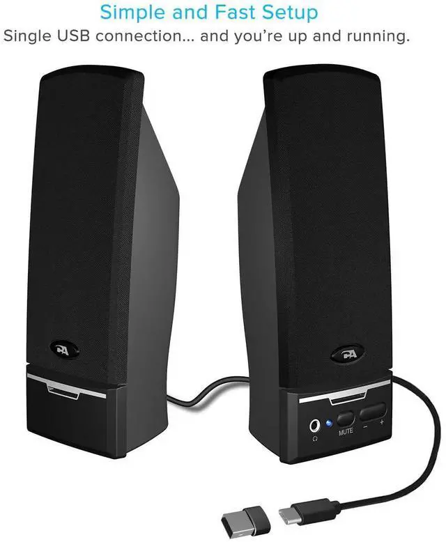 Alt view image 11 of 12 - CA-2014USB 2.0 Multimedia Desktop Computer Speakers, Compatible with USB C or A Devices, Adapter Included