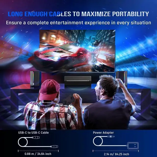 Alt view image 14 of 14 - Computer Speakers System with Subwoofer, Gaming Speaker for PC with RGB, Volume Control, Monitoring, 3.5mm Aux Input, AC Powered Speakers for Desktop Mobile TV-AmpliGame A22