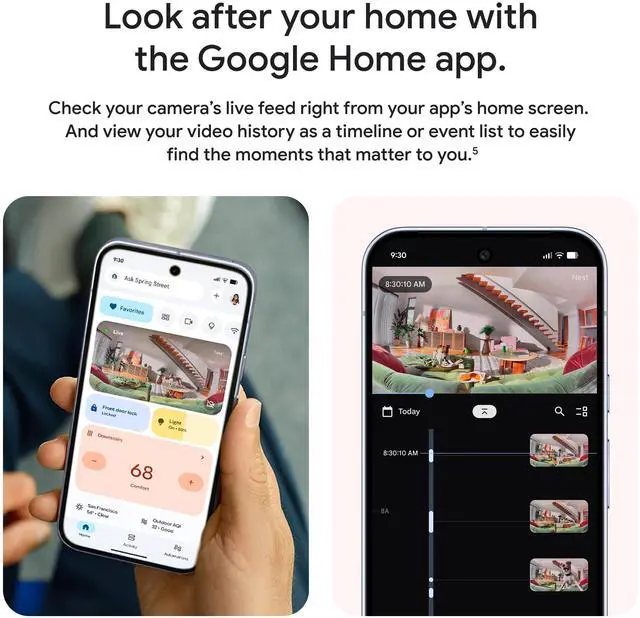 Alt view image 10 of 14 - Nest Cam Indoor (Wired, 3rd Gen) - Security Camera with 2K Video and Gemini, Night Vision, 2-Way Audio, Works with Google Home - 2025 Model - Snow