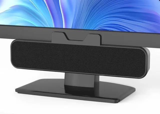 Alt view image 7 of 12 - Computer Speakers for Desktop PC, USB Monitor Speakers with Clip, Wired Computer Sound Bar for Laptop with Loud Sound & Bass, Easily Clamps to Monitors (USB-C to USBAdapter Included)