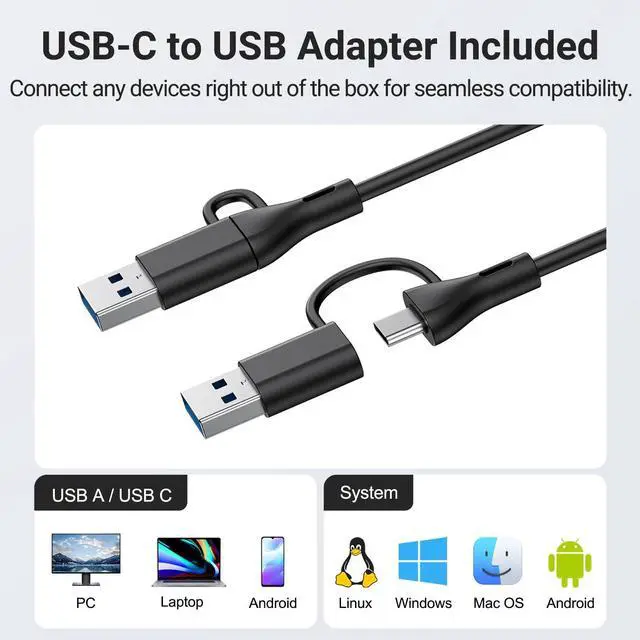 Alt view image 12 of 12 - Computer Speakers for Desktop PC, USB Monitor Speakers with Clip, Wired Computer Sound Bar for Laptop with Loud Sound & Bass, Easily Clamps to Monitors (USB-C to USBAdapter Included)