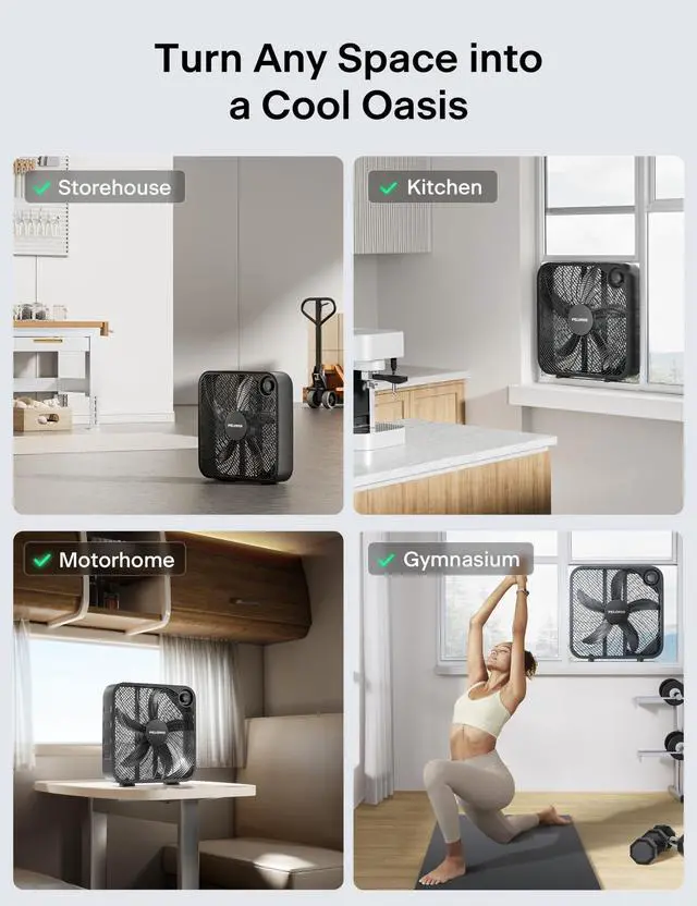 Alt view image 9 of 10 - 20 Inch Box Fan for Bedroom 3 Speeds, 25ft/s, Floor Fan, Window Fan, Table Fan, Desktop Fan with Superior Air Throw (2295 CFM), Lightweight, 5 Blades, suitable for Office, Living Room, Garage